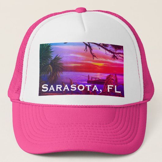 ヴィンテージサラソタ，フロリダ州ビーチサンセット – メキシコ湾 キャップ (正面)