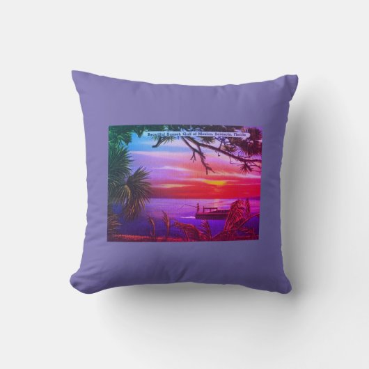 ヴィンテージサラソタ,フロリダ州ビーチサンセット – メキシコ湾 クッション (正面)