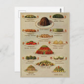 ヴィンテージサラダと野菜料理イラスト ポストカード (正面/裏面)