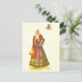 ヴィンテージサルデーニャ産の若い女性はがき ポストカード (スタンド正面)