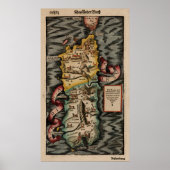 ヴィンテージサルデーニャ・イタリアの地図（16世紀） ポスター (正面)