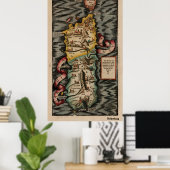 ヴィンテージサルデーニャ・イタリアの地図(16世紀) ポスター (ホームオフィス)