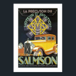 ヴィンテージサルムソン自動車広告 ポスター<br><div class="desc">ヴィンテージアールデコスタイル自動車のフランスのソシエテ・デ・モトゥール・デ・サルムソンのために。文字フランスの「La Precision du Moteur d'Aviation」は、「航空モータの精度」を意味し、明らかに日のアートエンジニアリングの州を参照している。</div>