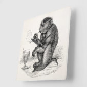 ヴィンテージサル喫煙とパイプサル動物 スクエア壁時計 (傾斜)