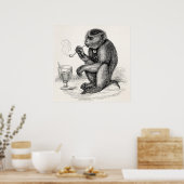 ヴィンテージサル喫煙とパイプサル動物 ポスター (キッチン)