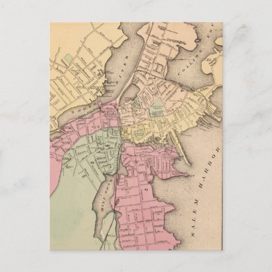 ヴィンテージサレムマサチューセッツの地図(1871) ポストカード (正面)