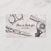ヴィンテージサロンシザー&ヘアドライヤー美容師 名刺 (正面)