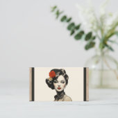 ヴィンテージサロン美しいヘアスタイリストパーラー化粧品 名刺 (スタンド正面)