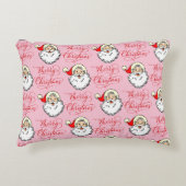 ヴィンテージサンすてきタ顔メリークリスマスピンク アクセントクッション (正面)