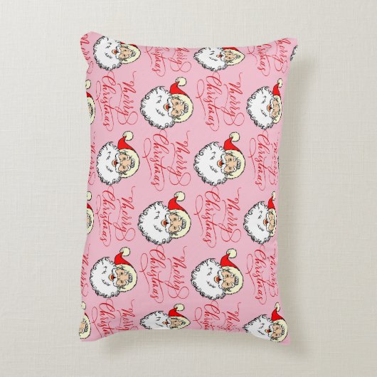 ヴィンテージサンすてきタ顔メリークリスマスピンク アクセントクッション (裏面(縦))
