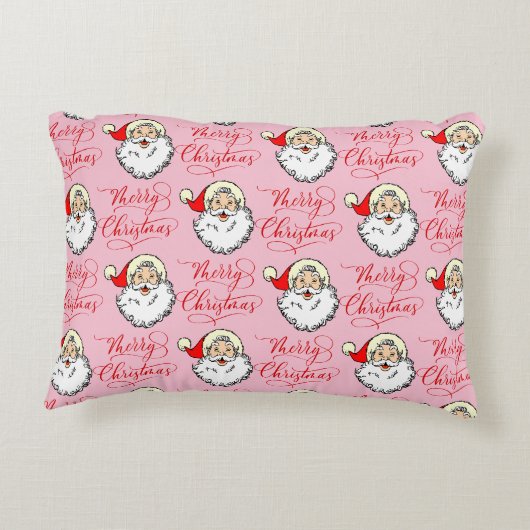 ヴィンテージサンすてきタ顔メリークリスマスピンク アクセントクッション (裏面)