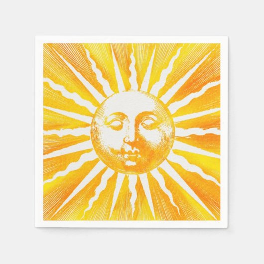 ヴィンテージサンイエローオレンジ スタンダードカクテルナプキン (正面)