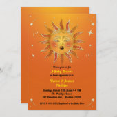 ヴィンテージサンオレンジイエローシテラルベビーシャワー 招待状 (正面/裏面)