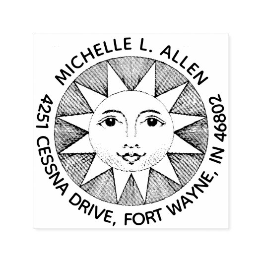 ヴィンテージサンカスタム顔ラウンド差出人住所 セルフインキングスタンプ (デザイン)