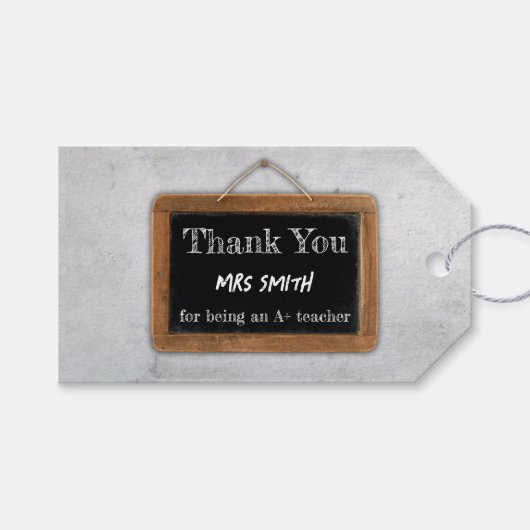 ヴィンテージサンキューアプラス先生チョークボードスクール ギフトタグ (正面(横))