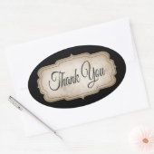 ヴィンテージサンキュータン&ブラックステッカー素朴 楕円形シール (封筒)