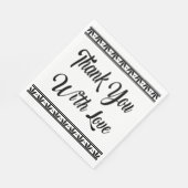 ヴィンテージサンキューブラック&ホワイトフローラ スタンダードランチョンナプキン (角)