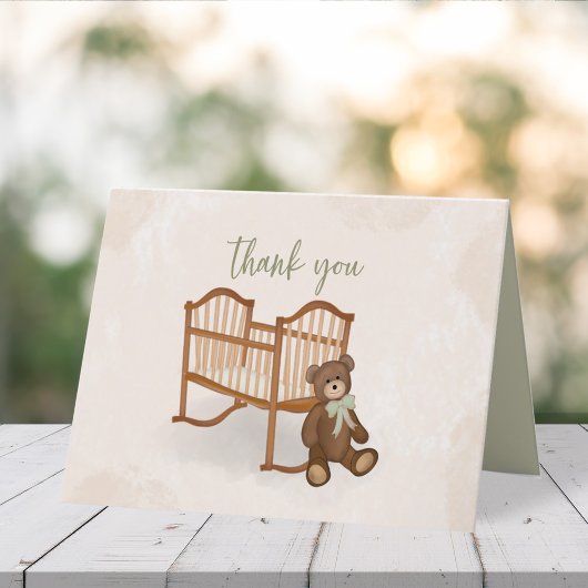 ヴィンテージサンキューベビーブルーテディベアシンプルキュート サンキューカード