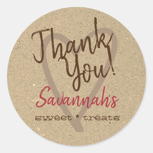 ヴィンテージサンキューラベルキッチンベージュクラフト紙 ラウンドシール (正面)