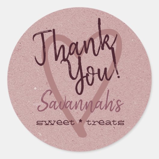 ヴィンテージサンキューラベルキッチン薄紫クラフト紙 ラウンドシール (正面)