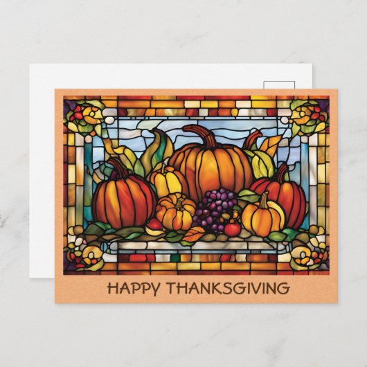 ヴィンテージサンクスギビングカボチャ秋秋の収穫 ポストカード (正面/裏面)