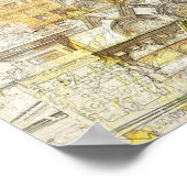 ヴィンテージサンクトペテルブルク教会ウォールアートのスケッチ ポスター (角)