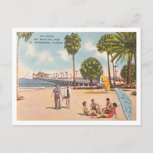 ヴィンテージサンクトペテルブルグフロリダスパビーチ桟橋 ポストカード (正面)