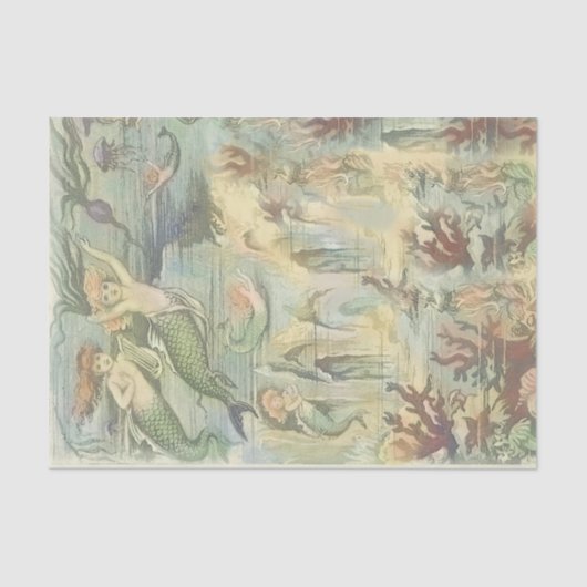 ヴィンテージサンゴとクラゲの人魚航海の 薄葉紙 (正面)