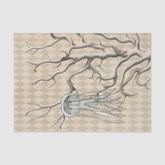 ヴィンテージサンゴとクラゲティッシュペーパー 薄葉紙 (正面)