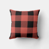 ヴィンテージサンゴとブラックバッファロープレイド クッション (裏面)