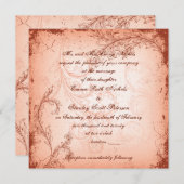 ヴィンテージサンゴの巻葉が繁茂結婚する 招待状 (正面/裏面)