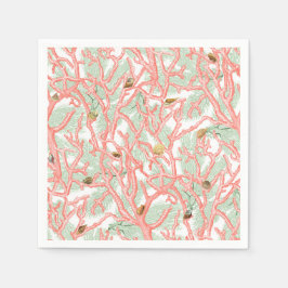 ヴィンテージサンゴの枝（貝殻の模様） スタンダードカクテルナプキン