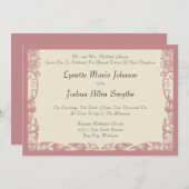 ヴィンテージサンゴバラアイボリークリーム結婚式招待状 招待状 (正面/裏面)