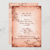 ヴィンテージサンゴ巻葉ブライダルシャワー 招待状 (正面/裏面)