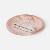 ヴィンテージサンゴ巻葉繁茂秋の結婚式 ペーパープレート (アングル)