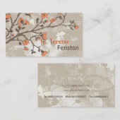 ヴィンテージサンゴ花フローラグランジタウペ 名刺 (正面/裏面)