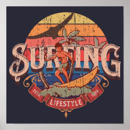 ヴィンテージサンサーフィンレトロ動揺してライフスタイルT-S ポスター