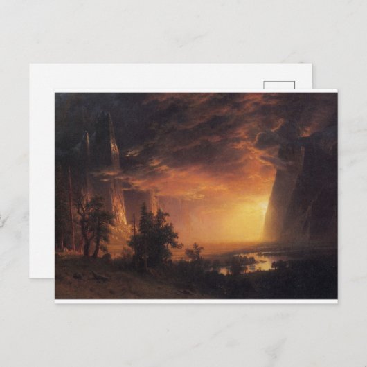 ヴィンテージサンセットインザヨセミテビアシュタ絵画ットズ ポストカード (正面/裏面)