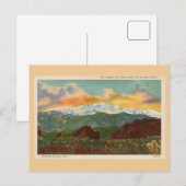 ヴィンテージサンセットオーバーパイクスピーク，コロラド春 ポストカード (正面/裏面)