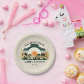 ヴィンテージサンセットキャンピングトリップファミリー懇親会 ペーパープレート (パーティー)