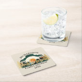 ヴィンテージサンセットキャンピングバケーションファミリー懇親会 スクエアペーパーコースター (インサイチュ)