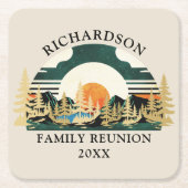 ヴィンテージサンセットキャンピングバケーションファミリー懇親会 スクエアペーパーコースター (正面)