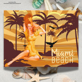 ヴィンテージサンセットグリーティングマイアミ ポストカード