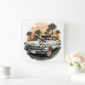 ヴィンテージサンセットドライブ スクエア壁時計 (ホーム)