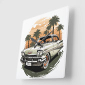 ヴィンテージサンセットドライブ スクエア壁時計 (傾斜)