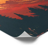 ヴィンテージサンセットパラグライダー山のポスター ポスター (角)