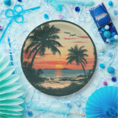 ヴィンテージサンセットビーチトロピカルパーティーお祝い ペーパープレート (パーティー)