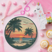 ヴィンテージサンセットビーチトロピカルパーティーお祝い ペーパープレート (パーティー)