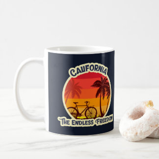 ヴィンテージサンセットビーチ自転車シルエット コーヒーマグカップ