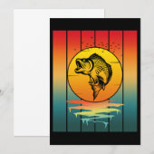 ヴィンテージサンセットフィッシュ魚釣り海 招待状 (正面/裏面)